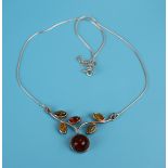 Silver & amber necklace