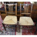 Harlequin set of 4 Georgian rush seated chairs