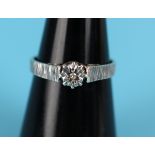 Silver & diamond solitaire ring