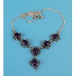 Silver & amethyst stone set necklace