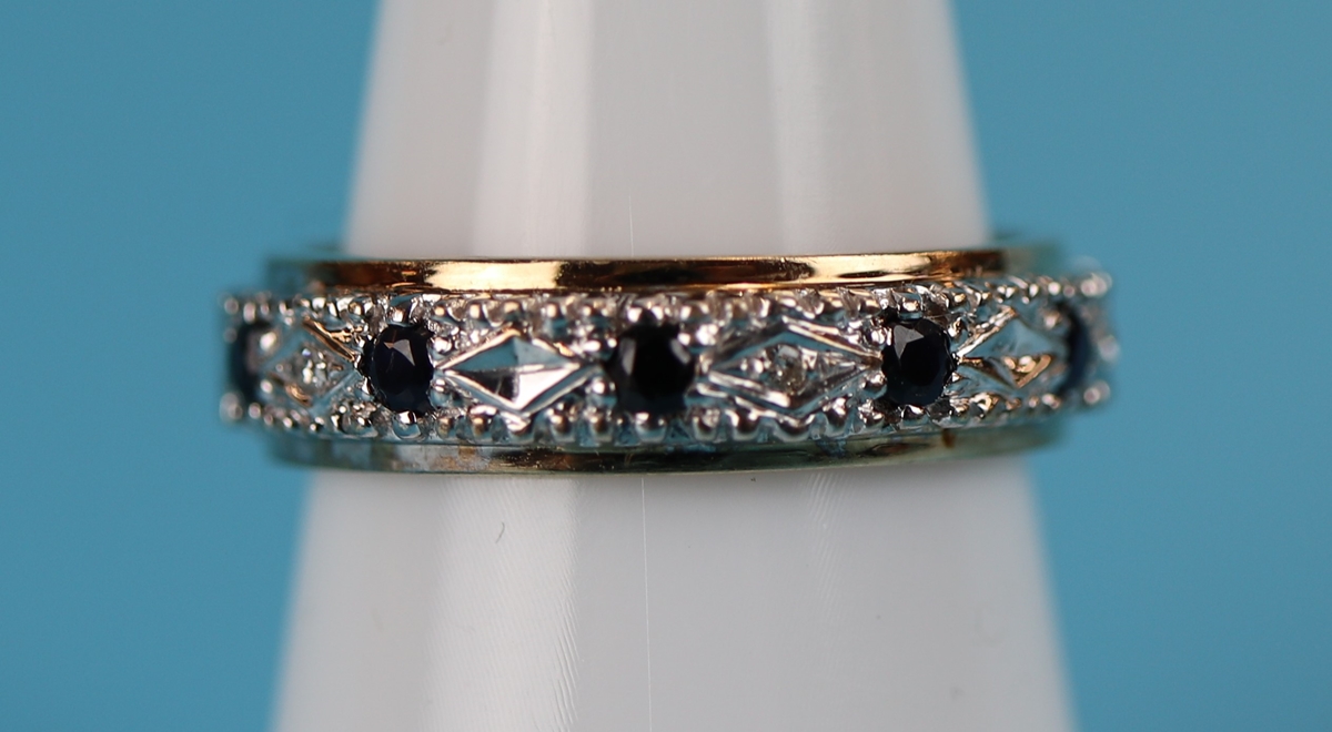 Gold sapphire & diamond full eternity ring