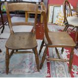 Set of 4 elm seated dining chairs