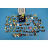 Collection of badges & costume jewellery
