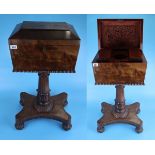 Fine walnut tea caddy on stand