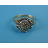 Gold diamond set cluster ring