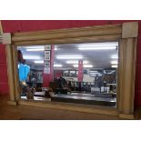 Pine framed overmantel mirror - Approx size 112.5cm x 68cm