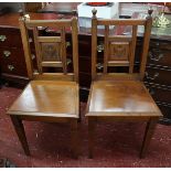 Pair of heavy walnut hall chairs