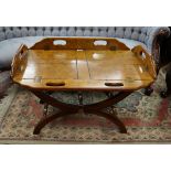 Fine burr walnut butlers tray on stand