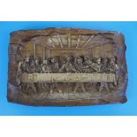 Carved relief plaque - The Last Supper - Approx size W: 23cm x H: 14cm