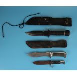 Scout knife & 2 hunting knives in sheaths