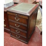 Mahogany filing cabinet with leather top