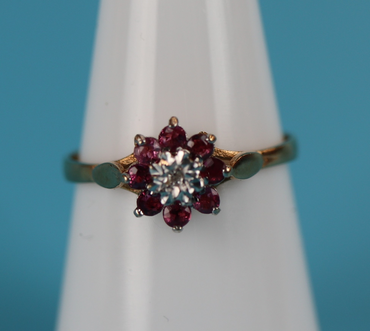 Gold ruby & diamond cluster ring