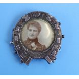 Victorian silver horseshoe photo brooch