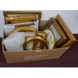 Box of gilt frames and pictures