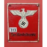 Reproduction cast Nazi propaganda sign