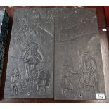 Pair of carved slate panels - Approx 50cm x 24cm