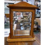 Small oak bevelled glass mirror