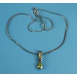 Silver stone set pendant on chain