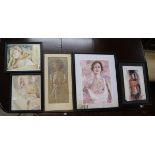 Collection of nude pictures to include watercolours