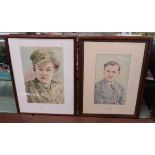 2 paintings of military personnel by Henry Foster
