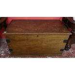 Large 19thC elm metal bound blanket box