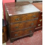 Walnut chest of 3 drawers - Approx W: 59cm D: 50cm H: 79.5cm