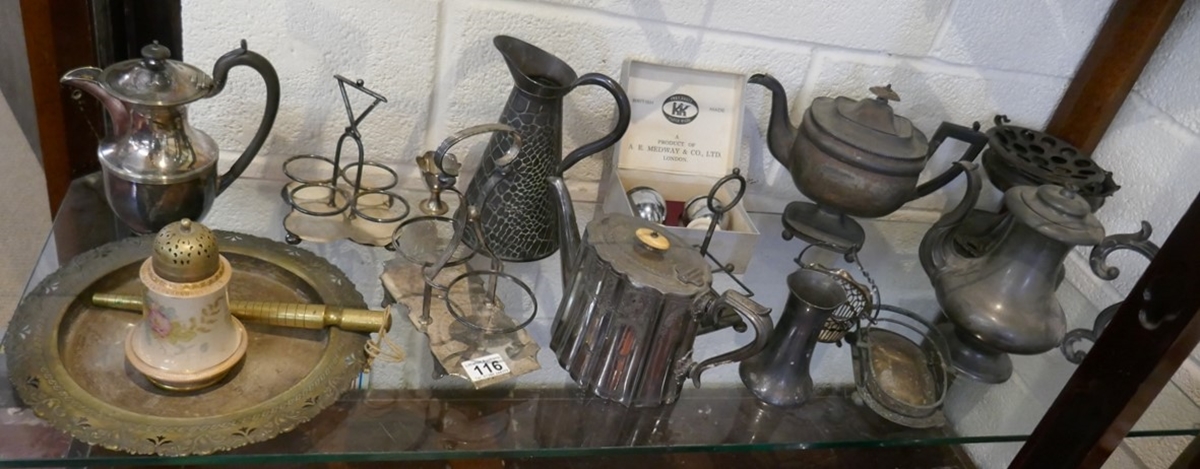 Shelf of metalware