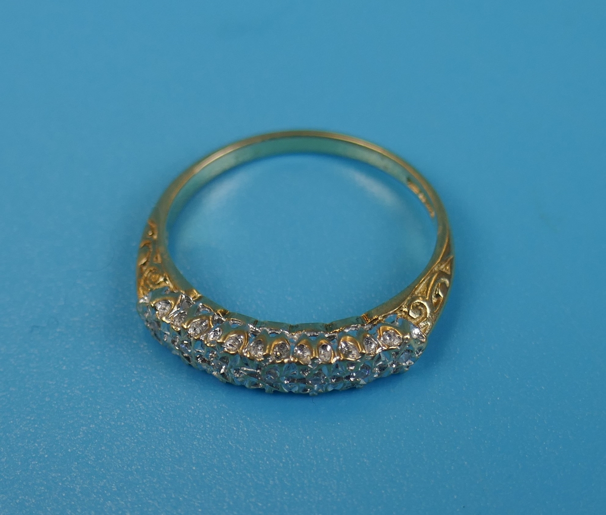 Gold diamond set half hoop ring - Image 2 of 4