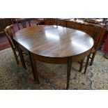 Mahogany inlaid D-End table - Approx size: L: 180cm W: 127cm H: 76cm
