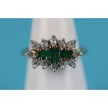 Gold emerald & diamond ring