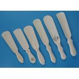 Collection of six ivory shoe horns