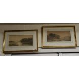 Pair of watercolours signed E R Pait