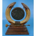 Dinner gong made from boar tusks - Approx H: 35cm