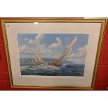 L/E signed print of sailing ships by J Steven Dows - 136 of 495