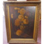 Early oil on canvas in heavy gilt frame - Still life - Approx image size: 53cm x 73cm