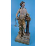 Early German polychrome figure - Lady Justice - Carved from limewood - Approx H: 30cm