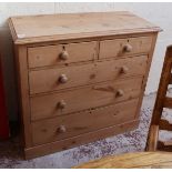 Pine chest of 2 over 3 drawers - Approx size: W: 104cm D: 45cm H: 99cm