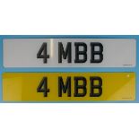 Personalised registration plate - 4 MBB - (JUST 10% B.P. + VAT on this lot)
