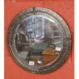 Circular bevelled glass mirror