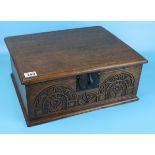 Oak bible box - Approx size: W: 47cm D: 38cm H: 19cm