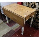 Pine drop leaf table with drawer