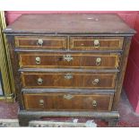 18th century inlaid oak and walnut chest of 2 over 3 drawers on bracket feet - Approx size: W: