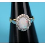 18ct gold opal & diamond set ring