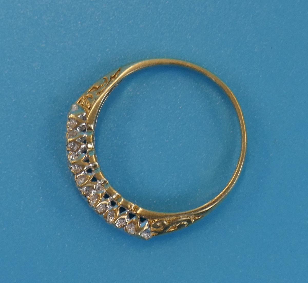 Gold diamond set half hoop ring - Image 4 of 4