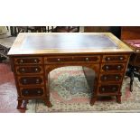 Antique inlaid writing desk - Approx size: W: 136.5cm D: 74cm H: 75cm