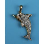 Gold diamond & sapphire dolphin pendant