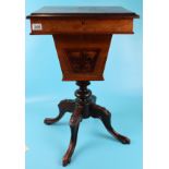 Victorian walnut sewing box