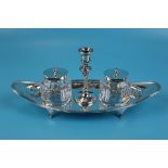 Hallmarked Victorian silver inkwell with candle holder - Birmingham 1897 Atkin Bros