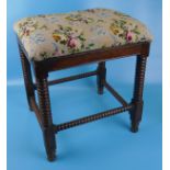 Bobbin turned stool with tapestry seat