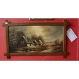 Oak framed oil by Hermann Wiesehofer - Farmhouse Lune Bergheath - Approx image size: 98cm x 48cm